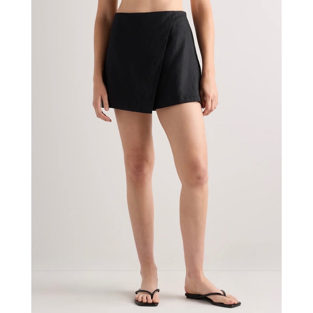 NWT Quince 100% European Linen Skort Black 4 Quiet Luxury Euro Vacation Summer